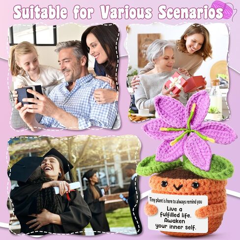 to My Grandma Mother’s Day - Crochet Purple Lily Flower Plush with Card – Handmade Knitted Potted Plant Nana Birthday Gift for Grandmother from Granddaughter, Grandson in Saudi Arabia