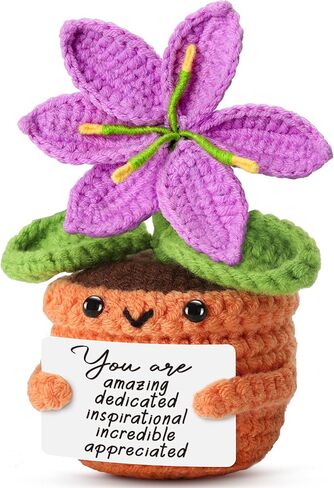 to My Grandma Mother’s Day - Crochet Purple Lily Flower Plush with Card – Handmade Knitted Potted Plant Nana Birthday Gift for Grandmother from Granddaughter, Grandson in Saudi Arabia