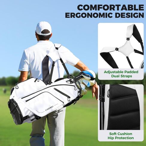 Findway 14 Way Golf Stand Bag, Lightweight Golf Bag with Stand for Men Women, Golf Club Carry Bag with Dual Strap, Full Length Dividers, Multiple Pockets, Golf Ball Holder in Kuwait