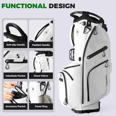 Findway 14 Way Golf Stand Bag, Lightweight Golf Bag with Stand for Men Women, Golf Club Carry Bag with Dual Strap, Full Length Dividers, Multiple Pockets, Golf Ball Holder in Kuwait