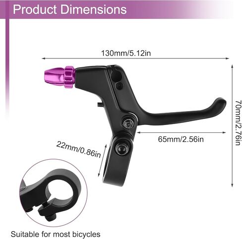 2Pcs 2 Fingers Bicycle Brake Levers for Mechanical and Linear-Pull Brakes, Aluminum Alloy Adjustable Small Hand V Brake Levers, Colored Children Bicycle Accessories (Black) in Kuwait