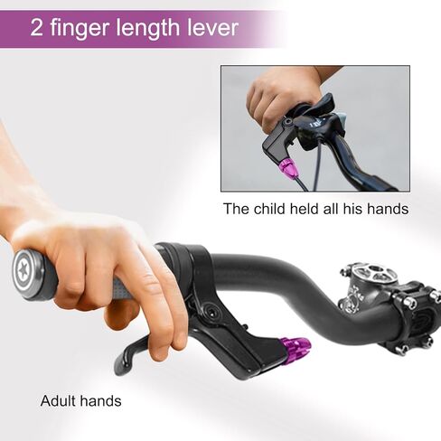 2Pcs 2 Fingers Bicycle Brake Levers for Mechanical and Linear-Pull Brakes, Aluminum Alloy Adjustable Small Hand V Brake Levers, Colored Children Bicycle Accessories (Black) in Kuwait
