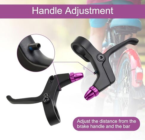 2Pcs 2 Fingers Bicycle Brake Levers for Mechanical and Linear-Pull Brakes, Aluminum Alloy Adjustable Small Hand V Brake Levers, Colored Children Bicycle Accessories (Black) in Kuwait