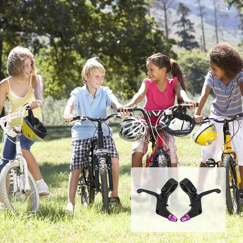 2Pcs 2 Fingers Bicycle Brake Levers for Mechanical and Linear-Pull Brakes, Aluminum Alloy Adjustable Small Hand V Brake Levers, Colored Children Bicycle Accessories (Black) in Kuwait