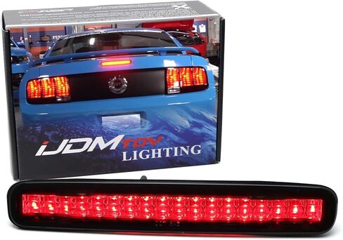 Ijdmtoy Lens Lens Chrome Reflector Full LED 3rd ضوء الفرامل المتوافق مع 2005-2009 Ford Mustang ، مدعوم من 16 بواعث حمراء ساطعة زاهية in Saudi Arabia