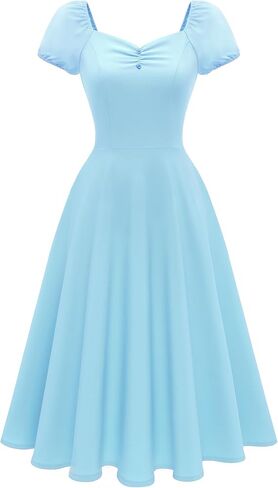 Wedtrend Women's 1940s Dress with Sleeve Midi Vintage Dress Swing Cocktail Dress Retro Cottagecore Dress in Saudi Arabia