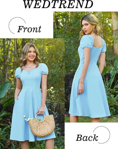 Wedtrend Women's 1940s Dress with Sleeve Midi Vintage Dress Swing Cocktail Dress Retro Cottagecore Dress in Saudi Arabia