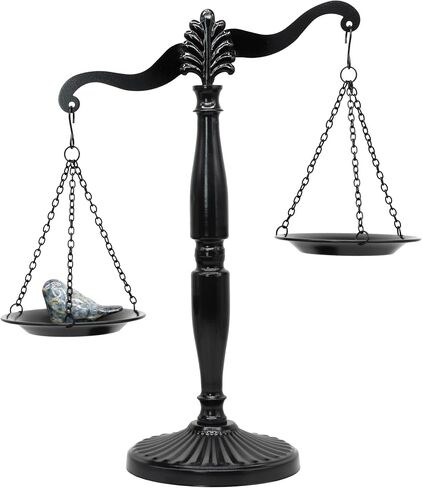Owlgift Vintage Style Metal Libra Jewelry Towers, Lawyer Scale of Justice, Farmhouse Candleholder, Home Decor Antique Weight Balancing Scale - Golden, 11.1" W x 16.5" H in Saudi Arabia