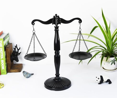 Owlgift Vintage Style Metal Libra Jewelry Towers, Lawyer Scale of Justice, Farmhouse Candleholder, Home Decor Antique Weight Balancing Scale - Golden, 11.1" W x 16.5" H in Saudi Arabia