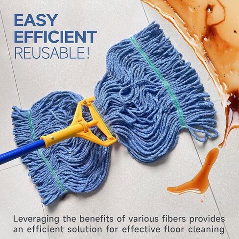 ONESIMUS 16oz Pack of 3 Heavy Duty Cotton Looped End Mop Head Replacements, String Mop Head for Commercial&Residential Floor Cleaning, Industrial Wet Mop Head Refills - Blue Washable&Reusable Mop in Saudi Arabia