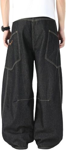 Nutriangee Men's Baggy Barrel Wide Leg Jeans Irregular Sutures for Men Women Loose Fit Streetwear Y2k Hip Hop Denim Pants in Kuwait