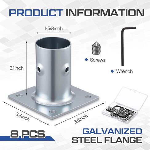 Blulu 8 Pack Galvanized Steel Flange Oblong Base for 1-5/8 OD Tubing, Suitable for Mounting Stainless Worktables, Equipment Stands, Kitchen Equipment Legs in Saudi Arabia