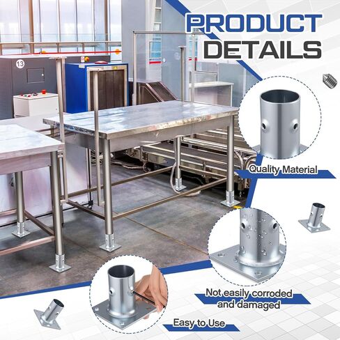 Blulu 8 Pack Galvanized Steel Flange Oblong Base for 1-5/8 OD Tubing, Suitable for Mounting Stainless Worktables, Equipment Stands, Kitchen Equipment Legs in Saudi Arabia