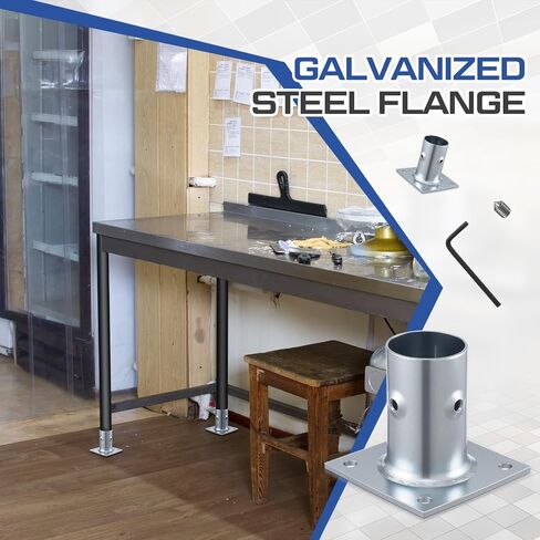 Blulu 8 Pack Galvanized Steel Flange Oblong Base for 1-5/8 OD Tubing, Suitable for Mounting Stainless Worktables, Equipment Stands, Kitchen Equipment Legs in Saudi Arabia
