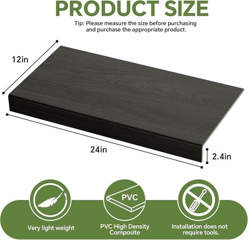 6-Pack PVC Composite Board Wire Rack Covers for Pantry - Imitation Wood-Look 33x16 Inch, Closet, Bathroom, Waterproof Scratch Resistant Easy Install, Wood Shelf Covers for Wire Shelving,Black in Kuwait