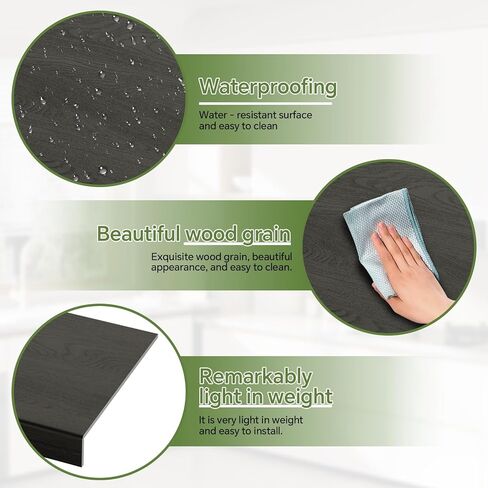 6-Pack PVC Composite Board Wire Rack Covers for Pantry - Imitation Wood-Look 33x16 Inch, Closet, Bathroom, Waterproof Scratch Resistant Easy Install, Wood Shelf Covers for Wire Shelving,Black in Kuwait