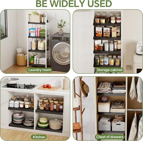 6-Pack PVC Composite Board Wire Rack Covers for Pantry - Imitation Wood-Look 33x16 Inch, Closet, Bathroom, Waterproof Scratch Resistant Easy Install, Wood Shelf Covers for Wire Shelving,Black in Kuwait