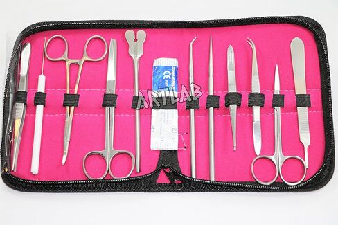 Student Dissecting Set of 13 Pieces German Stainless Steel With Padded Case - Basic Dissection Set (Cynamed) in Kuwait