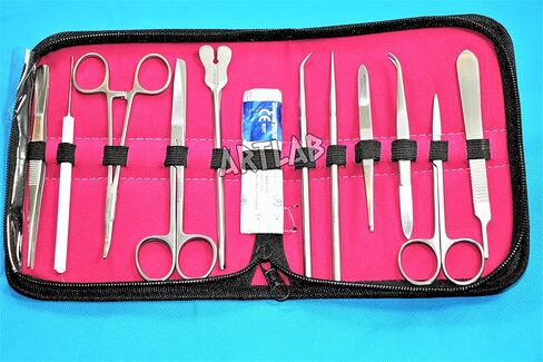 Student Dissecting Set of 13 Pieces German Stainless Steel With Padded Case - Basic Dissection Set (Cynamed) in Kuwait