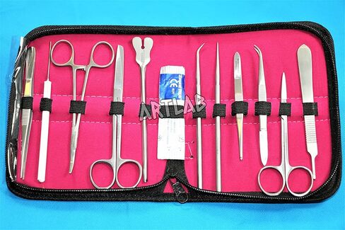 Student Dissecting Set of 13 Pieces German Stainless Steel With Padded Case - Basic Dissection Set (Cynamed) in Kuwait