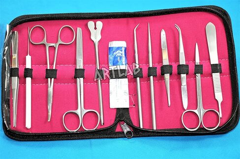 Student Dissecting Set of 13 Pieces German Stainless Steel With Padded Case - Basic Dissection Set (Cynamed) in Kuwait