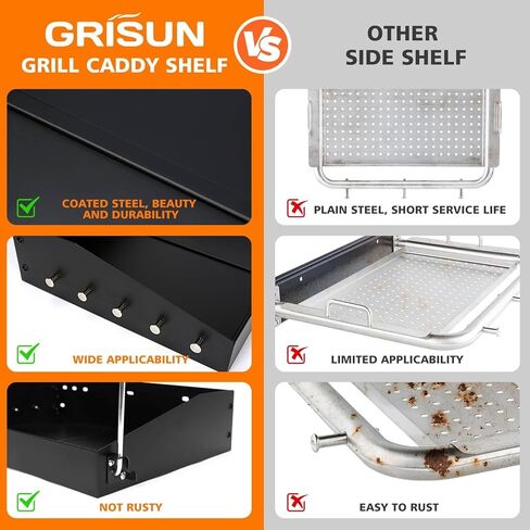 رف طاولة جانبية GRISUN لشوايات Pit Boss Lexington 540، ملحقات شواية فولاذية شديدة التحمل لـ Pit Boss Lexington - 71505 PB500LX1 شواية حبيبات خشبية in Saudi Arabia