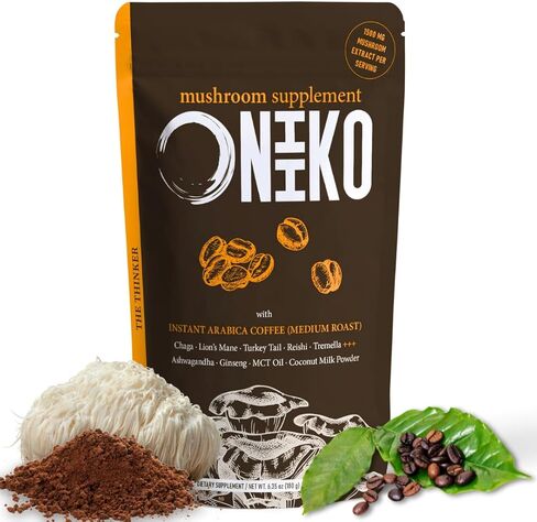 ملحق Oniiko Mushroom مع الكركم +++ 5 مستخلصات فطر وظيفية (1500 ملجم / وجبة) ، إمدادات مدتها شهر واحد (30 × 6G حصة) / (6.35 أوقية / 180 جم ، مقتطفات الفطر مع الكركم) in Saudi Arabia
