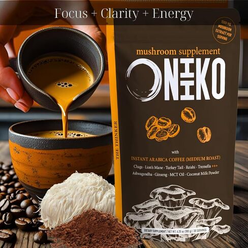 ملحق Oniiko Mushroom مع الكركم +++ 5 مستخلصات فطر وظيفية (1500 ملجم / وجبة) ، إمدادات مدتها شهر واحد (30 × 6G حصة) / (6.35 أوقية / 180 جم ، مقتطفات الفطر مع الكركم) in Saudi Arabia
