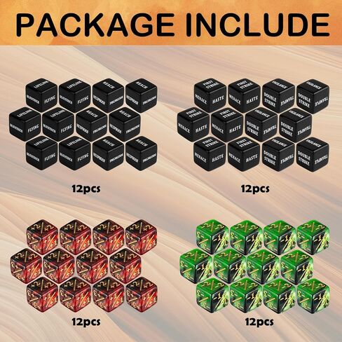 48 قطعة كلمات رئيسية عدادات MTG الزهر بالإضافة إلى 1 Life Counter Dice Arressure Stature Stature Buff Tokens Dice Set for Magic the Gathering ، MTG ، TCG ، Card Games Accessories in Kuwait