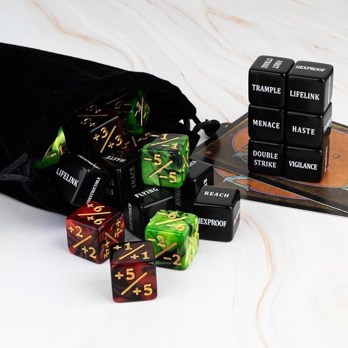 48 قطعة كلمات رئيسية عدادات MTG الزهر بالإضافة إلى 1 Life Counter Dice Arressure Stature Stature Buff Tokens Dice Set for Magic the Gathering ، MTG ، TCG ، Card Games Accessories in Kuwait