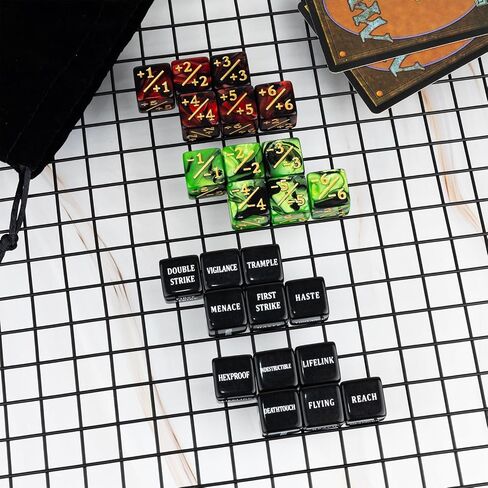 48 قطعة كلمات رئيسية عدادات MTG الزهر بالإضافة إلى 1 Life Counter Dice Arressure Stature Stature Buff Tokens Dice Set for Magic the Gathering ، MTG ، TCG ، Card Games Accessories in Kuwait