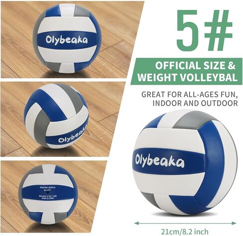 Official Size 5 PU Volleyball with Soft Touch for Indoor Outdoor, Waterproof & Durable Volleyball for Beach Park Games Gym Practice with Pump and Heavy Duty Mesh Bag in Saudi Arabia