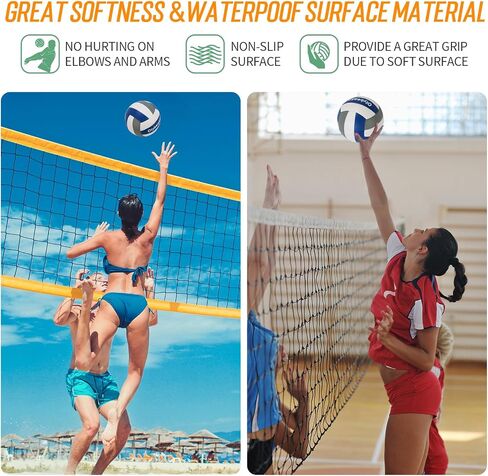 Official Size 5 PU Volleyball with Soft Touch for Indoor Outdoor, Waterproof & Durable Volleyball for Beach Park Games Gym Practice with Pump and Heavy Duty Mesh Bag in Saudi Arabia