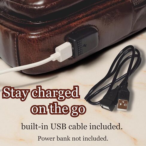 جلدية حقيقية من الجلد USB شحن ميناء كروس بورد مع حلقة رئيسية ، حزام قابل للتعديل ، حقيبة ظهر جلد البقر in Saudi Arabia