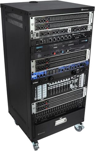 ROCKVILLE RR20U 20U SOUND/Recording Studing Case مع عجلات ، وقضبان رف قابلة للانعكاس ، والتصاعد الأمامي والخلفي ، ومنافذ إدارة الكابلات ، وسعة 440 رطلاً in Kuwait