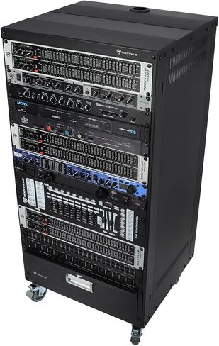 ROCKVILLE RR20U 20U SOUND/Recording Studing Case مع عجلات ، وقضبان رف قابلة للانعكاس ، والتصاعد الأمامي والخلفي ، ومنافذ إدارة الكابلات ، وسعة 440 رطلاً in Kuwait