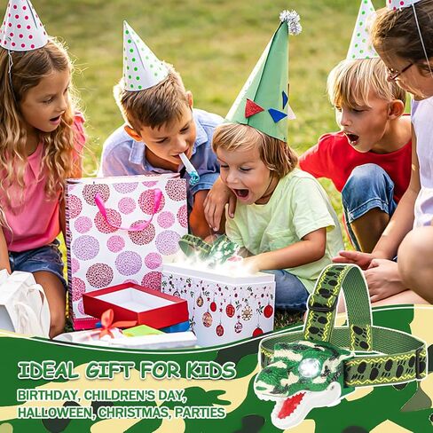 DX DA XIN DINOSAUR مصابيح الأمامية T -Rex LED مصابيح أمامية للأطفال معدات التخييم - ألعاب الديناصورات للأولاد الصغار الصغار في الهواء الطلق للأطفال هدايا عيد ميلاد عيد ميلاد هالوين. in Kuwait