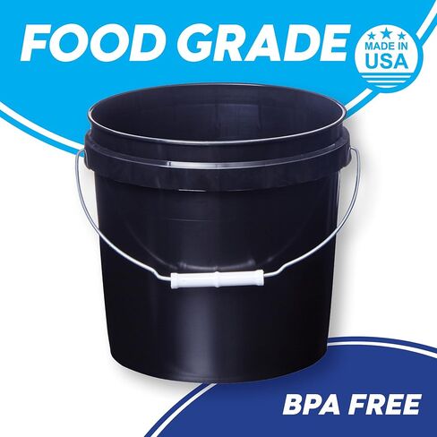 Consolidated Plastics 2 Gallon Food Grade Buckets & White Gamma Seal Lid, BPA Free Container Storage, Durable HDPE Pails, Made in USA (3 Pack, White) in Kuwait