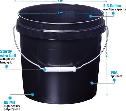 Consolidated Plastics 2 Gallon Food Grade Buckets & White Gamma Seal Lid, BPA Free Container Storage, Durable HDPE Pails, Made in USA (3 Pack, White) in Kuwait