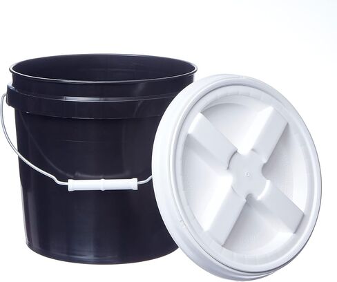 Consolidated Plastics 2 Gallon Food Grade Buckets & White Gamma Seal Lid, BPA Free Container Storage, Durable HDPE Pails, Made in USA (3 Pack, White) in Kuwait