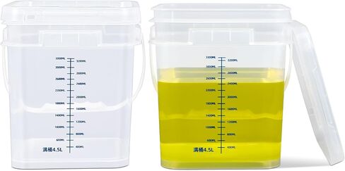 ASEVAT 1Gal 2Pack Clear Bucket Graduated Pail Container with Lid, Square Food Grade Buckets, Cleaning Containers Plastic Pails Extra Durable Handles with Grip for Easy Carrying in Saudi Arabia