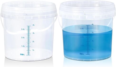 ASEVAT 1Gal 2Pack Clear Bucket Graduated Pail Container with Lid, Square Food Grade Buckets, Cleaning Containers Plastic Pails Extra Durable Handles with Grip for Easy Carrying in Saudi Arabia