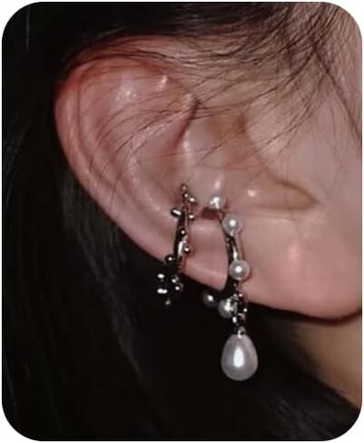 Dainty Ear Cuffs Earrings Non Pierced Sparkling Rhinestones Cartilage Climber Ear Wrap Earrings Clip on Earrings Minimalist Cuff Fake Earrings Trendy Jewelry for Women in Kuwait