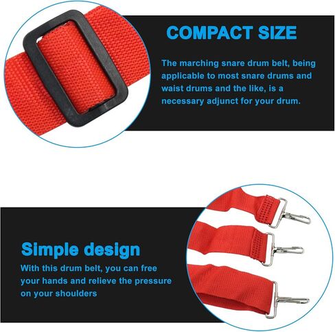 Zorfeter قابلة للتعديل سوار Snare Snare Snare Sling ، حزام الكتف مزدوج النايلون مع إكسسوارات قرع الخطاف المعدنية من 70 إلى 140 سم الطول in Saudi Arabia
