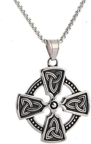 TURTLEDOVE Trinity Celtic Cross Necklace - Stainless Steel Triquetra Knot Irish Pendant - Jesus Crucifix Cross in Kuwait