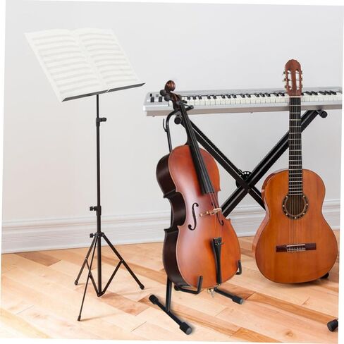 TOYANDONA Adjustable Portable Cello Holder Stand Foldable Violoncello Bracket with Bow Support Black Compact Music Instrument Rack for Home and Travel in Kuwait