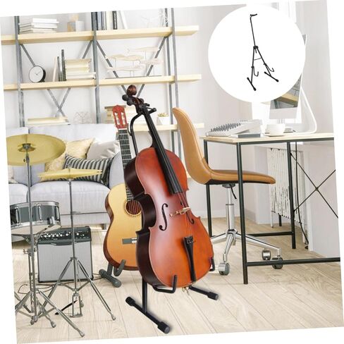 TOYANDONA Adjustable Portable Cello Holder Stand Foldable Violoncello Bracket with Bow Support Black Compact Music Instrument Rack for Home and Travel in Kuwait