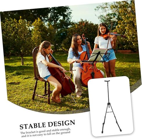 TOYANDONA Adjustable Portable Cello Holder Stand Foldable Violoncello Bracket with Bow Support Black Compact Music Instrument Rack for Home and Travel in Kuwait