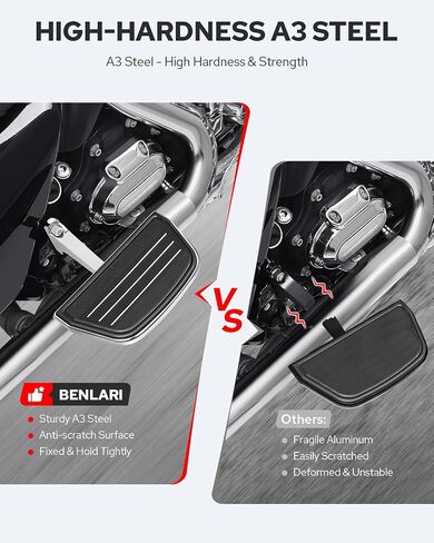 Benlari Passenger Floorboards Motorcycle Footboards with Mount Bracket Kits Compatible with Harley Davidson Touring Road King Street Glide Road Glide Electra Glide 1993-2024 Streamline (Black) in Saudi Arabia