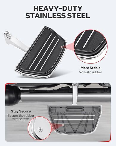 Benlari Passenger Floorboards Motorcycle Footboards with Mount Bracket Kits Compatible with Harley Davidson Touring Road King Street Glide Road Glide Electra Glide 1993-2024 Streamline (Black) in Saudi Arabia